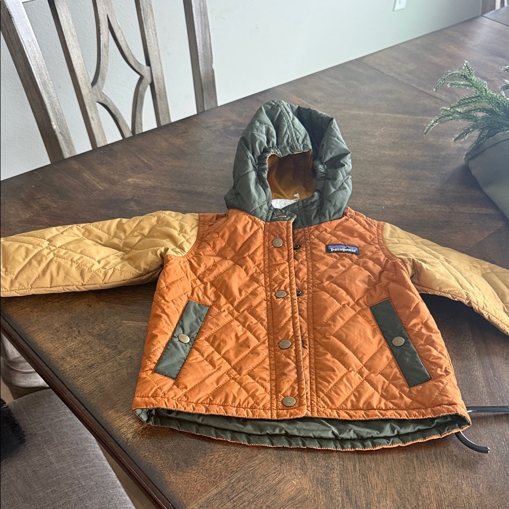 Patagonia Kids' Orange and Green Quilted Puffer Jacket